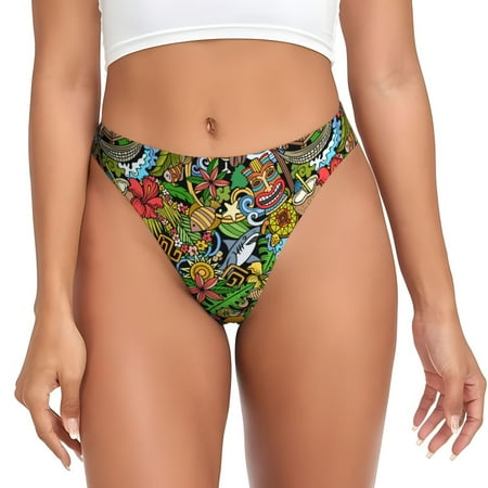 Sigee Hawaiian Culture Symbols 1 for Women s G-String Panty  Low Rise  Soft Lace Perfect for Everyday Wear or Special Occasions-XX-Large