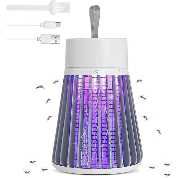 HIBIBUD Electric Bug Zapper Indoor Outdoor,Rechargeable Mosquito Killer with 2500V Grid,Portable Fly Traps for Home Kitchen,Camping Tent Patio,Uv Light Insect Gnat Zapper,Safety Grid,Grey