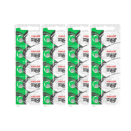20 Maxell 379 SR521SW 1.55V Silver Oxide Batteries