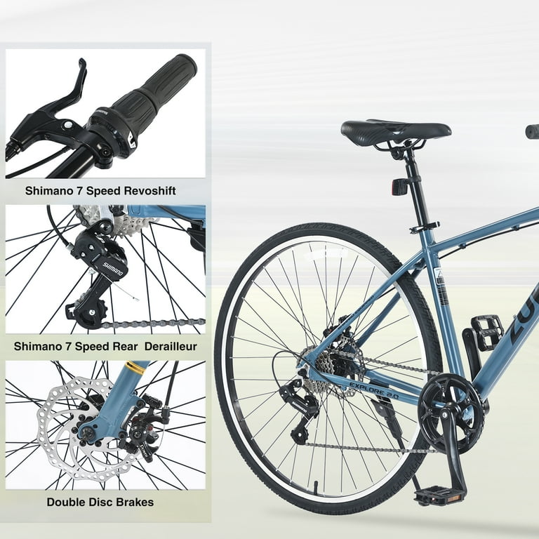 700C Road Bike, Shimano 7 Speed Hybrid Bike with Aluminum Alloy