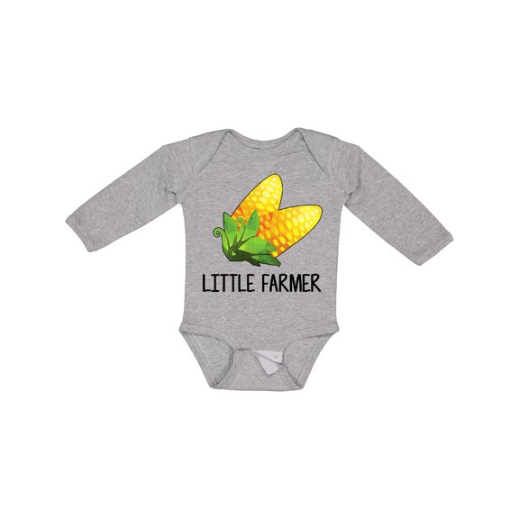 Inktastic Little Farmer with Corn Boys or Girls Long Sleeve Baby Bodysuit