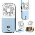 thumbnail image 1 of Mini ventilador portátil plegable, diseño 5 en 1, batería recargable, velocidad de viento ajustable de 4 velocidades, (azul y blanco), 1 of 5
