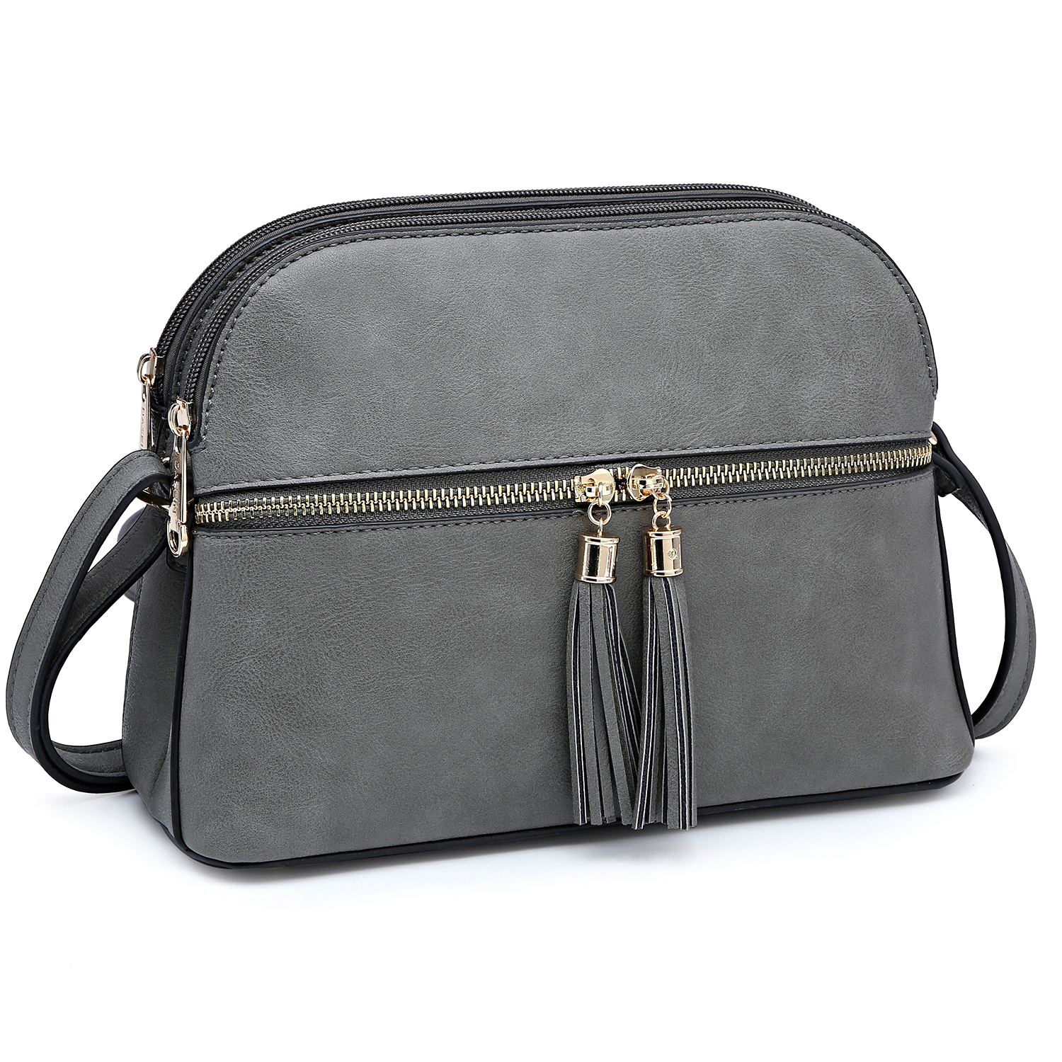 Dasein Women Tassel Zipper Pocket Crossbody Bag Shoulder Purse Fashion Travel Bag with Multi Pockets