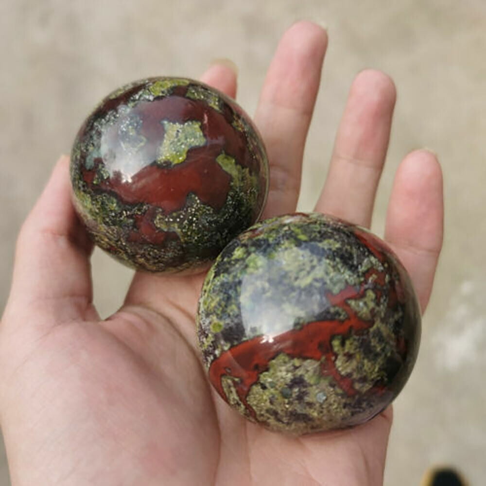 1PCS Natural dragon blood stone ball quartz crystal sphere 45mm+ decor healing