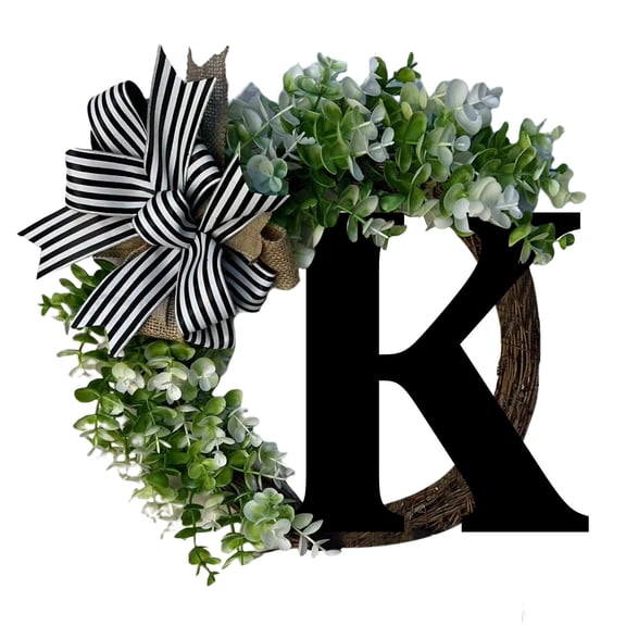 Clearance Wreath under $20,Unique Last Name Year Round Front Door Wreath With Bow Welcome Sign Garland Creative 26 Letter Farmhouse Wreath For Front Door Spring All Seasons Outside Hanger Decor