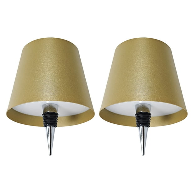 Lámpara Mesa LED Inalámbrica para Botella Vino 2 Uds. 3600mAh Recargable Por USB Metal