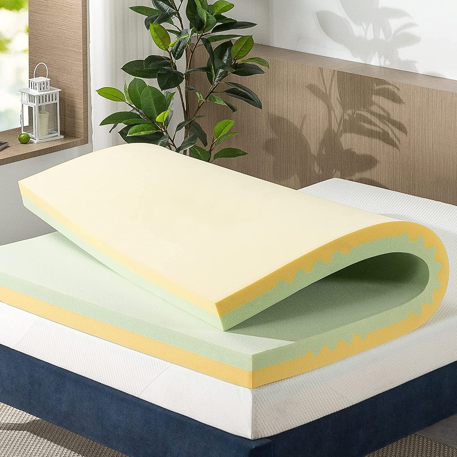 Buy ZINUS 4 Inch Green Tea TorsoTec Memory Foam Mattress Topper