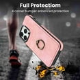 thumbnail image 2 of TECH CIRCLE Ring Stand Case for iPhone 14 Pro Max, Shockproof Wallet Back Card Holder PU Leather Slim Fit Folio Protection Cover, Pink, 2 of 8