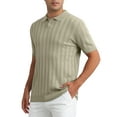 thumbnail image 4 of INSPIRE CHIC Men's Polos Shirt Knit Texture Point Collar Short Sleeve Polo Tops M Khaki Gray, 4 of 6