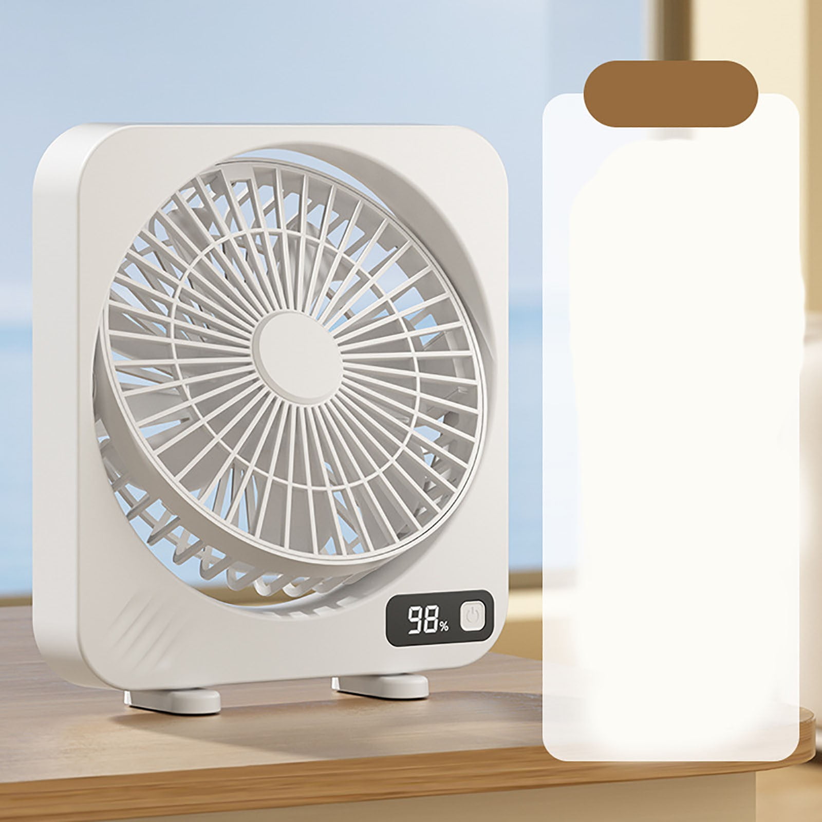 LHNFT Desk Fan Rechargeable Portable Fan with 5 Speeds & LED Display - 14 Inch Personal Silent Table Fan, 180° Tilt, Type-C Fast Charging,Desktop Fan for Bedroom Home Office Outdoor