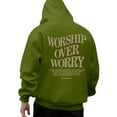 thumbnail image 5 of Christian Hoodies for Men 2025 Worship Over Worry Letter Graphic Hoodie with Pockets Hooded Sweatshirt Pullover Tops, 5 of 6