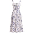 thumbnail image 5 of Women Floral Corset Dress Backless Cami Dresses Boho Summer Spaghetti Straps Square Neck Casual Midi Dress Flowy Slit Bustier Dresses, 5 of 6