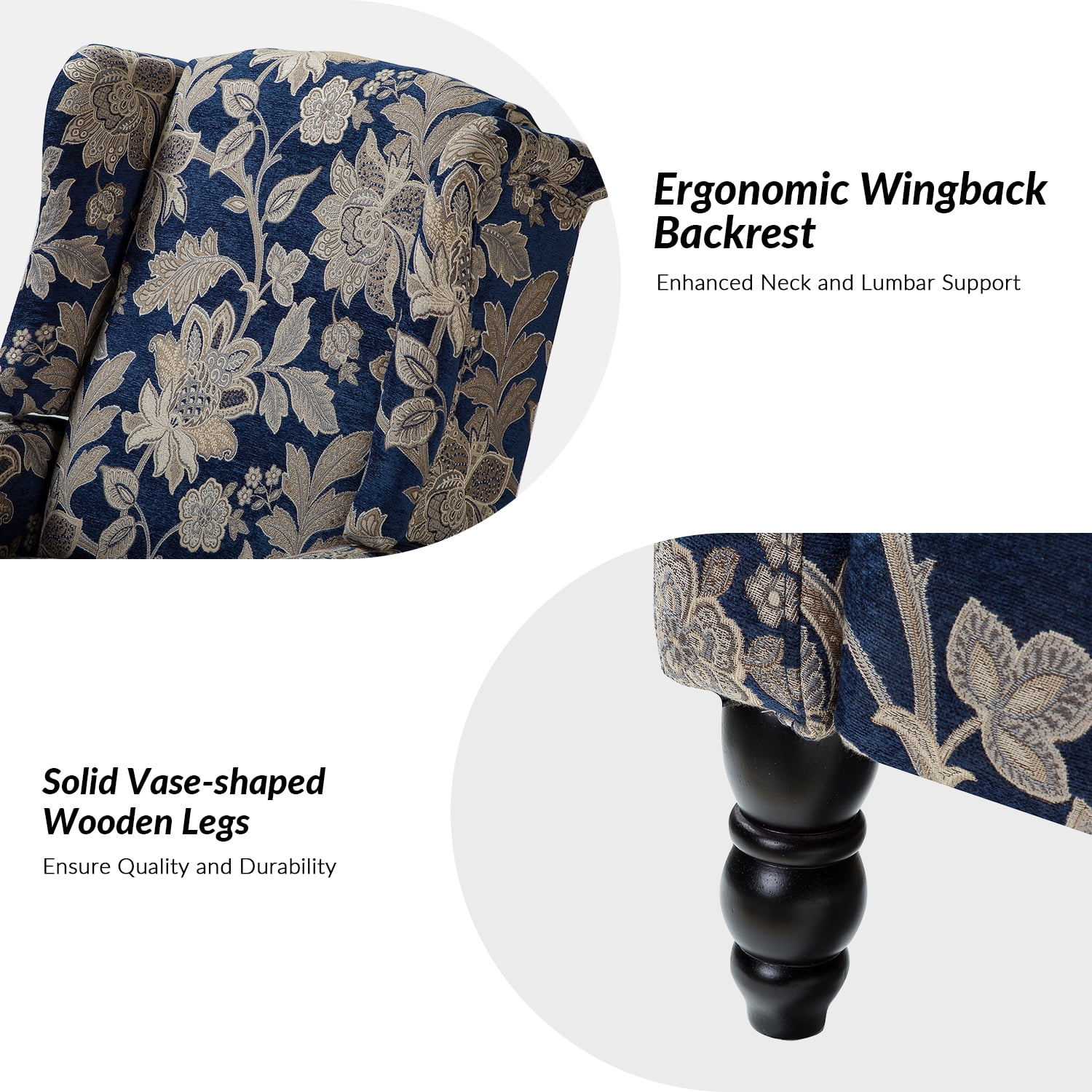 Push Back Recliner Chair Set of 2 Wingback Manual Fabric Upholstered Home Theater Couches Garden