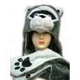 thumbnail image 3 of Plush Raccoon Animal Hat - Raccoon Hat with Ear Flaps and Hand Pockets, 3 of 3