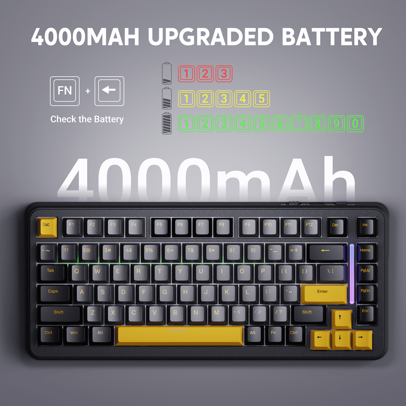 ATTACK SHARK M86 82 Keys Wireless Mechanical Keyboard, 75% Gasket Hot Swappable Custom Keyboard, Side Printed PBT Keycaps, RGB Backlit, Pre-lubed Switches, BT/2.4GHz/ Wired Mechanical Gaming Keyboard