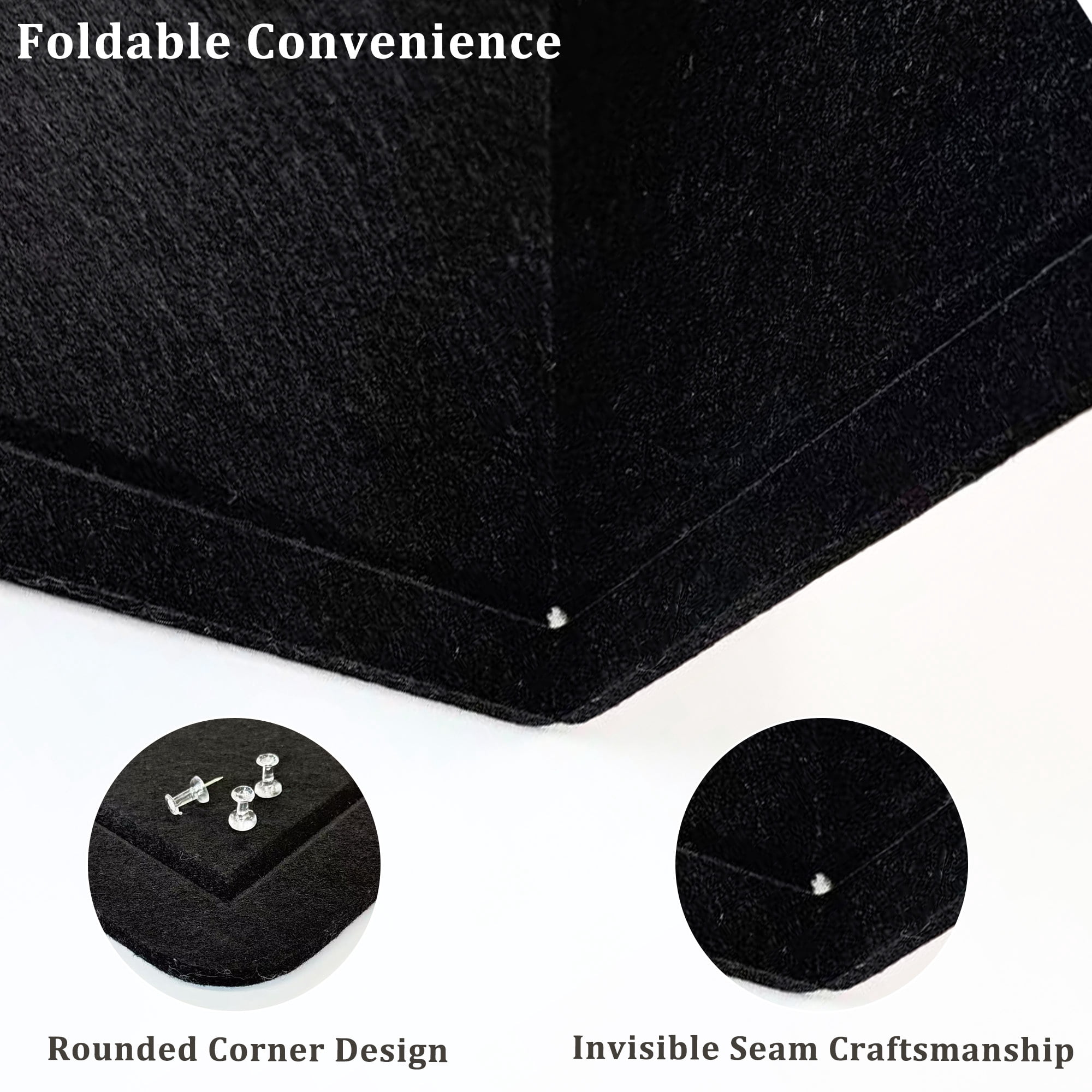 Easy4Home Large Felt Bulletin Board 36"x24" Foldable Frameless Picture Board, Soft Felt Cork Board Pin Board, Black