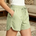 thumbnail image 6 of Tumotour Summer Board Shorts for Women'S Checkered Double Pocket Wide-Leg Shorts Loose Sporty Elasticated Side Pocket Drawstring Elastic Waist Shorts Athletic Workout Shorts, 6 of 8