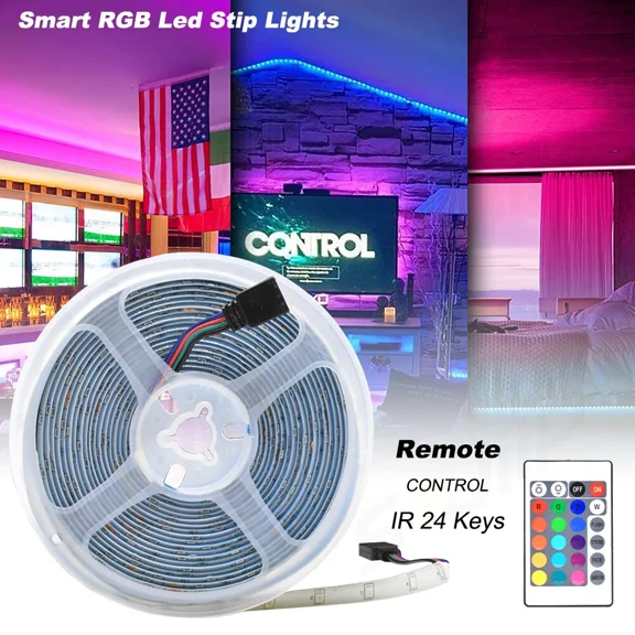 3528 Rgb Strip Light 16Ft Smd Led Fairy Lights Room Party Ceiling Bar W/ Remote