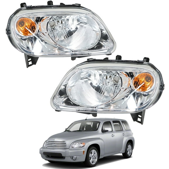 Fit for 06-11 Chevry HHR Headlight Headlamp Housing Assemblies (2-Pcs, without Bulbs, White)