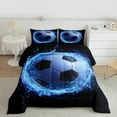thumbnail image 3 of Manfei Blue Cartoon Football Bedding Comforter Set, Soccer Sports Lover Twin Comforter Sets, Teens Kids Boys Reversible Bedding Set, Breathable Home Decor, 2 Pieces, 3 of 9