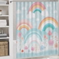 thumbnail image 5 of Rainbow 4 Pcs Shower Curtain Set with Rugs Include Waterproof Shower Curtain Non-Slip Rug Toilet Lid Cover Bath Mat Kids Boys Children Cartoon Cloud Waterproof Personality Pattern Bath Curtain, 5 of 8