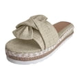 thumbnail image 2 of Womens Wedge Sandals,Comfortable Sandals for Women,Womans Sandals,Wide Sandals for Women,Women's Sandals,Women's Summer - Bow Flat Beach Open Toe Breathable Sandals Weave Shoes,Khaki,7, 2 of 4