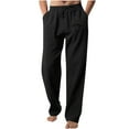 thumbnail image 1 of RKSTN Mens Pants Loose Soft Solid Color Drawstring Fashionable Casual Pants Full Length Pants Outdoor Hiking Workout Pants, 1 of 4