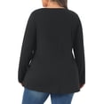 thumbnail image 4 of DARING DIVA Women's Plus Pleated Blouses Crew Neck Soft T-Shirt 1X Black, 4 of 6