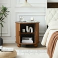 thumbnail image 3 of Wirrytor Side Table with Charging Station, The Table Behind the Sofa with Storage Space and Sliding Door, Bedside Table Accent Cabinet for Living Room, Bedroom, Entryway (Walnut), 3 of 9