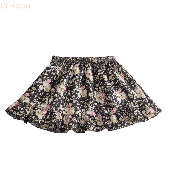 LYHaoo Floral Girls Skirts For Toddlers And Kids Soft Stretchy Summer Outfit Outdoor Dress Comfortable Casual Wear 18M To 6 Years Girls School Uniform Skirt,Sizes 12-18 Months