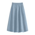 thumbnail image 4 of Mohiass Women's Summer Casual Elastic Waist Button Front Work Midi Denim A Line Skirt Light Blue 2XL, 4 of 4