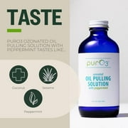 PurO3 Ozonated Oil Pulling Solution - Organic, Ozone Infused Coconut, Sesame, Sunflower, & Peppermint Essential Oils for Teeth & Gums - Fluoride-Free, Non-Toxic & Non-GMO Oral Care
