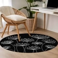 thumbnail image 4 of Round Area Rug 3.3 Ft, Spring Dandelion Washable Non-Slip Circle Carpet for Living Room/Bedroom, Modern Country Flower Black White Low-Profile Small Kitchen Mats Collection Rugs for Indoor, 4 of 8