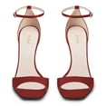 thumbnail image 4 of YDN Women Rhinestone Studded Stiletto High Heels Sandals Buckled Strap Open Square Toe Pumps Dress Bridal Party Shoes Size 7 Wine Red, 4 of 4