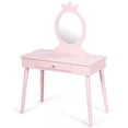 thumbnail image 6 of Topbuy Kids Princess Vanity Table Set w/ Chair Crown Mirror Pink, 6 of 7