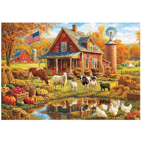 BenBen Puzzles for Adults 500 Pieces, Autumn Harvest Farm, Jigsaw Puzzle with Patterns on Back