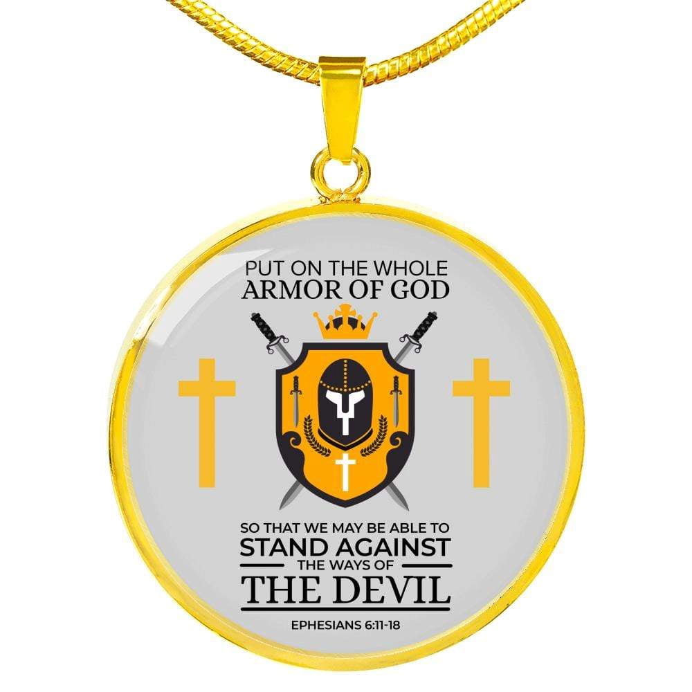 Armor of God Ephesians 61118 Circle Necklace Stainless Steel or 18k