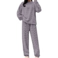 thumbnail image 3 of ManxiVoo Women's Pajama Sets Fleece Fuzzy Loose Fit Top and Pants Warm Cozy Winter Sleepwear Lounge Set for Home Comfort, 3 of 6