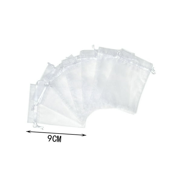 Fruit Protection Bags 100Pcs,White Fruit Netting Bags Drawstring Mesh Bags Fruit Cover Pest Barrier for Apples Tomatoes Mango