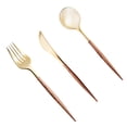 thumbnail image 1 of Lullaby 240PCS Gold Plastic Silverware, Gold Disposable Cutlery with Wood Grain Handle Include 80 Forks, 80 Spoons, 80 Knives, Elegant Disposable Sil, 1 of 7