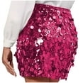 thumbnail image 4 of Sequin Mini Skirts for Women Fashion Solid Color Glitter Slim Zipper Elastic Waist Short Skirt Women's Skirts for Party on Clearance, 4 of 5