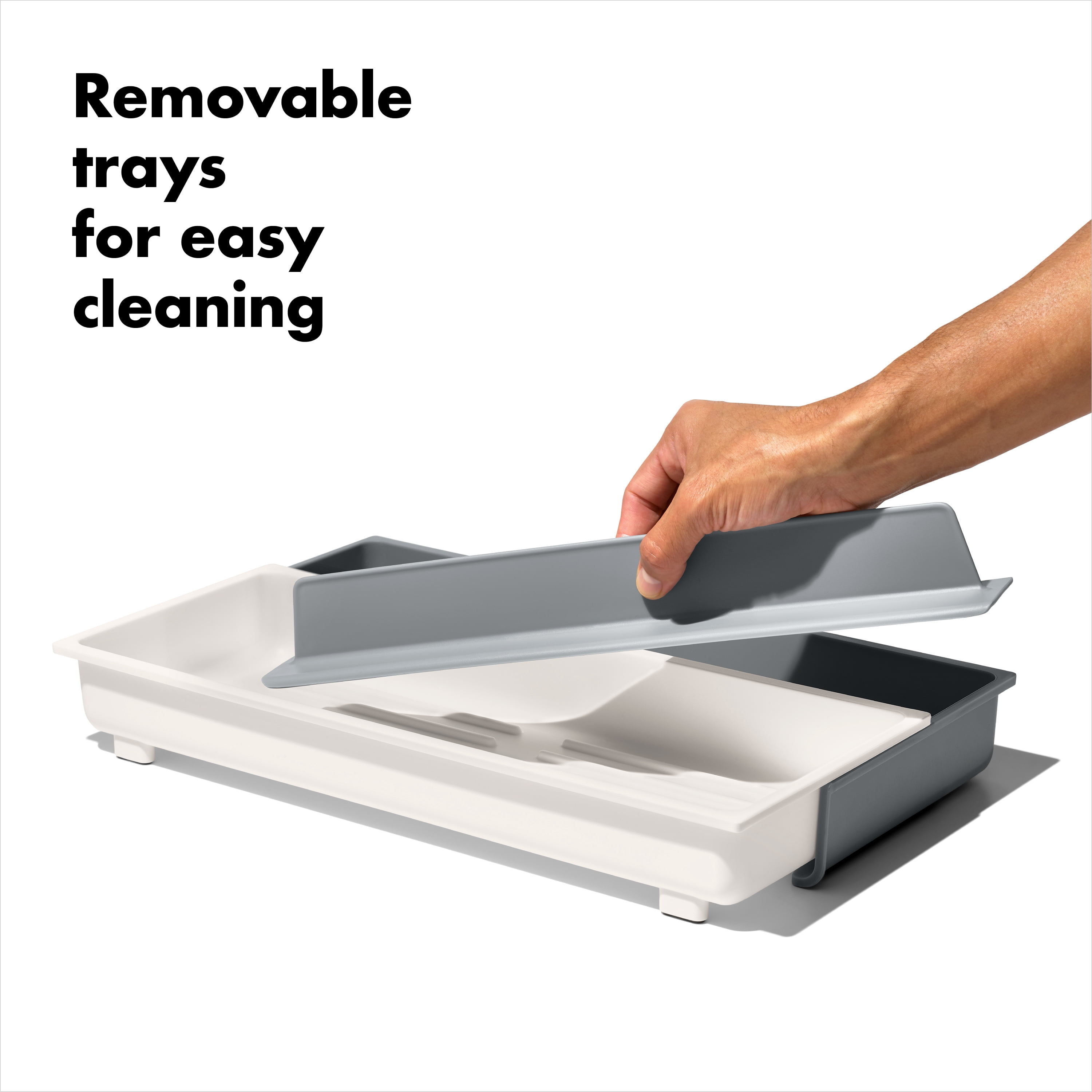 (2 pack) OXO Expandable Long Tool Drawer Organizer, Gray
