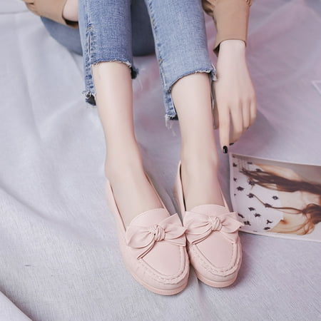 

Shoes for Women LnjYIGJ New Women Flat Leather Shoes Casual White Wedge With Soft Bottom Slip On Love He