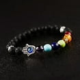 thumbnail image 3 of EOEMY 8mm Owl Buddha Beaded Natural Lava Stone Gold Silver Charm Fashion Men Bracelets-523-2-I, 3 of 5