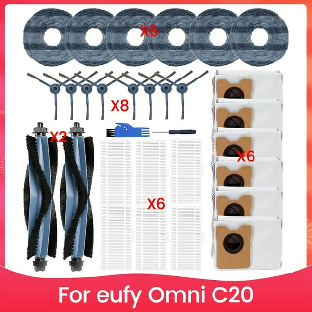 Accesorios de Repuesto para el Robot Aspirador para Omni C20: Cepillos Laterales Principales, Filtros HEPA, Mopas y Bolsas para el Polvo.