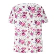 thumbnail image 6 of Wycnly Womens Tops Plus Size Vintage Pleated Swing Tunic Shirts Summer Casual Floral Print V-Neck Short Sleeve Blouse Purple XXXL, 6 of 6