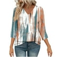 thumbnail image 2 of CYMMPU 3/4 Sleeve Blouses for Women Dressy Casual Loose Fit Fall Fashion Shirts Spring Tops V Neck Floral Pattern Tunic Tops Business Elegant Work Topss Multicolor L, 2 of 5