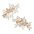 thumbnail image 3 of KALLORY  2 Pcs Rhinestone Bridal Barrette Wedding Hair Accessories Bride Women's Golden, 3 of 8