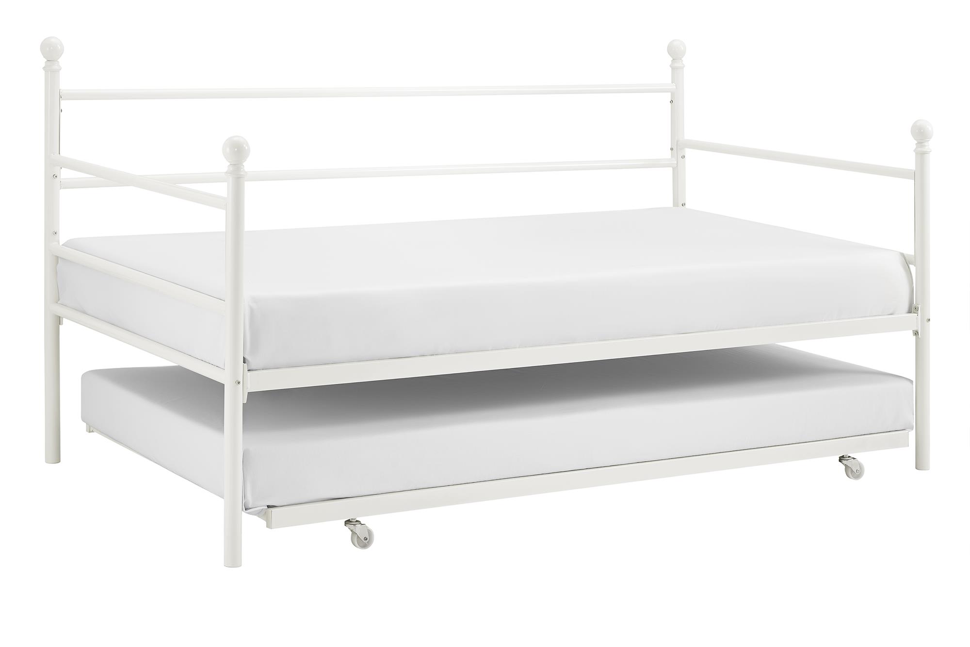 Mainstays Modern Metal Daybed with Trundle, Twin Size Frame, Off White - image 4 of 18