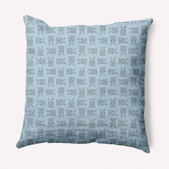 16"x16" Criss Cross Bunnies Easter Square Throw Pillow Blue: Indoor Polyester Decor, Modern Animal Print